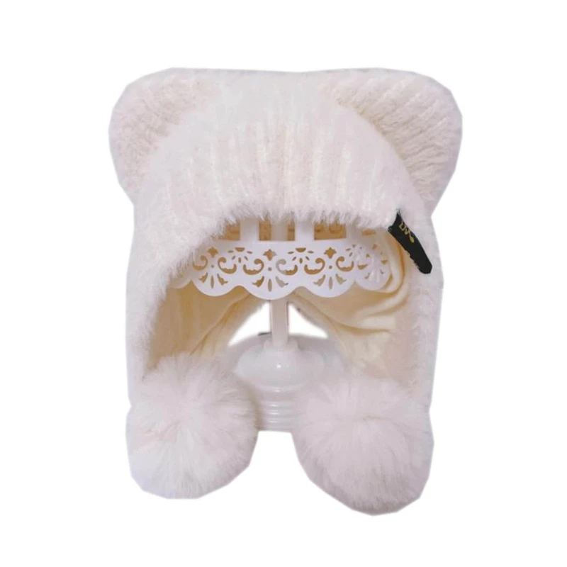

N80C Baby Cap Woolen Hat Winter Cat Ear Pullover Hat for Cold Weather