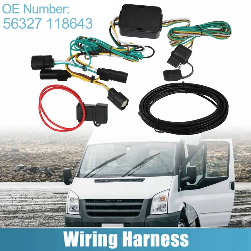 

4 Way Trailer Wiring Harness Connector Plug Accessories 56327 118643 For Ford Transit-150/250/350 2015-2021
