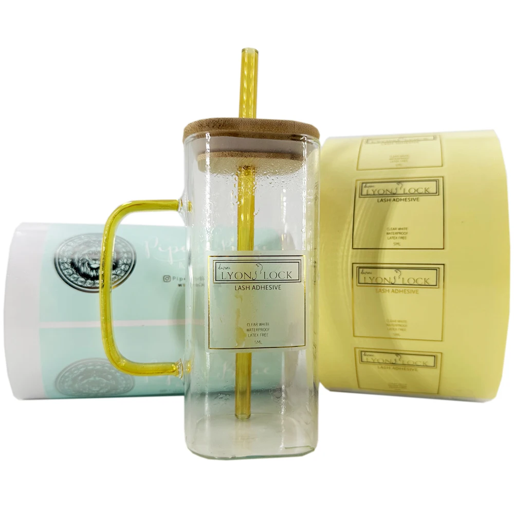 500x60mm 금박 스탬핑 금속 투명 비닐 라벨 방수 스티커 병 포장, 제조소 직접 맞춤 로고, 100 개