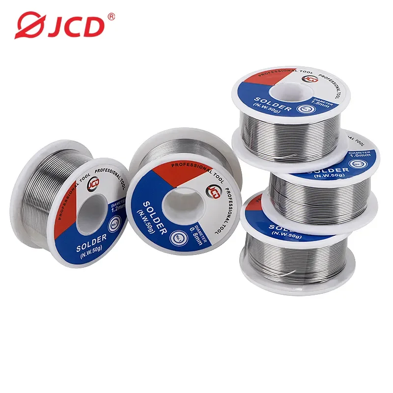 JCD 납땜 와이어 50g 0.6/0.8/1.0/1.2/1.5 MM 60/40 FLUX 2.0% 45FT 주석 납 주석 와이어 ...