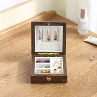 Casegrace Mini Magnetic Wooden Small Jewelry Box Storage Organizer Travel Wood Velvet Necklace Earring Ring Jewellery Case 2
