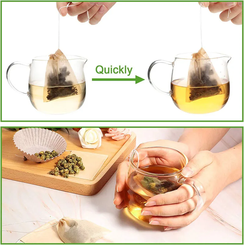 Description Picture 5 of itemDisposable Tea Filter Bags for Loose Tea and Coffee,Wood Pulp Unableached Empty Tea Infuser Sachets with Drawstring,100 Pack