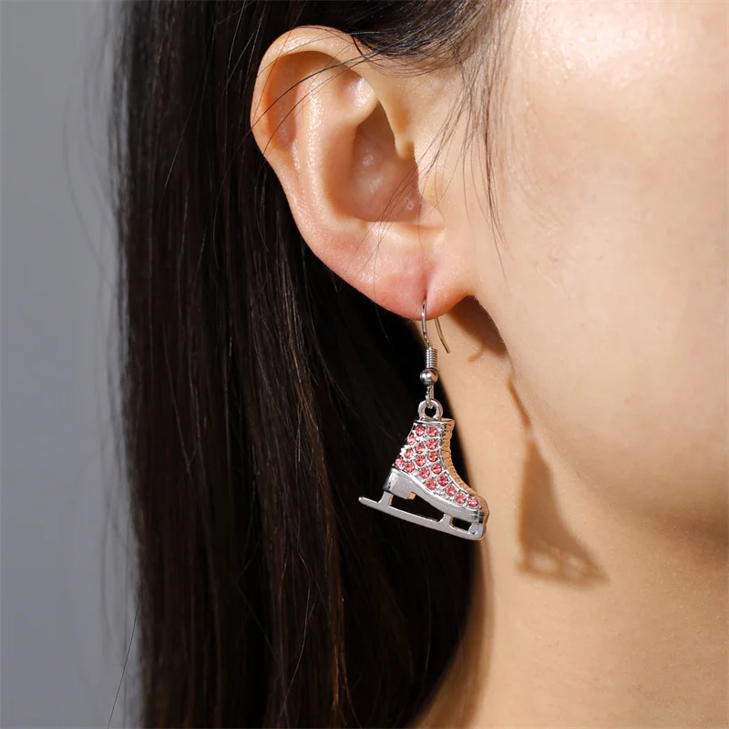 Tropfenohrringe Ohrringe für Frauen Trendy Vintage Skating Schuhe Baumelnde Ohrringe Mädchen Zirkon Kristall Statement Ohrringe Schmuck – Detail 9