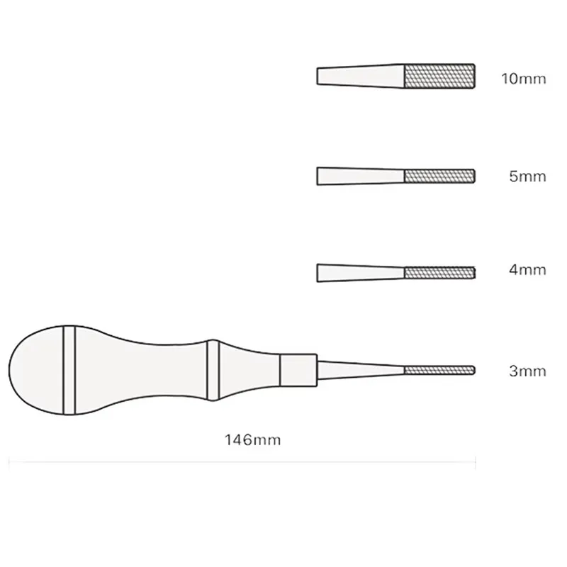 QIANYU Leather Edge Treatment Surface Polishing File, DIY Leather Craft Diamond Pattern Polishing Tool 3/4/5/10mm