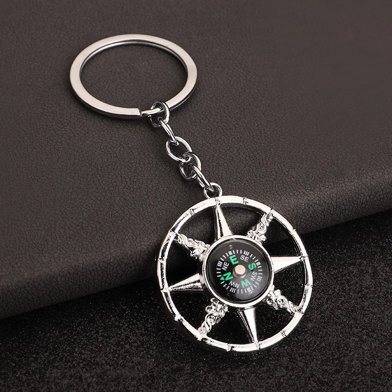 Metal Compass Keychain Pendant for Men and Women