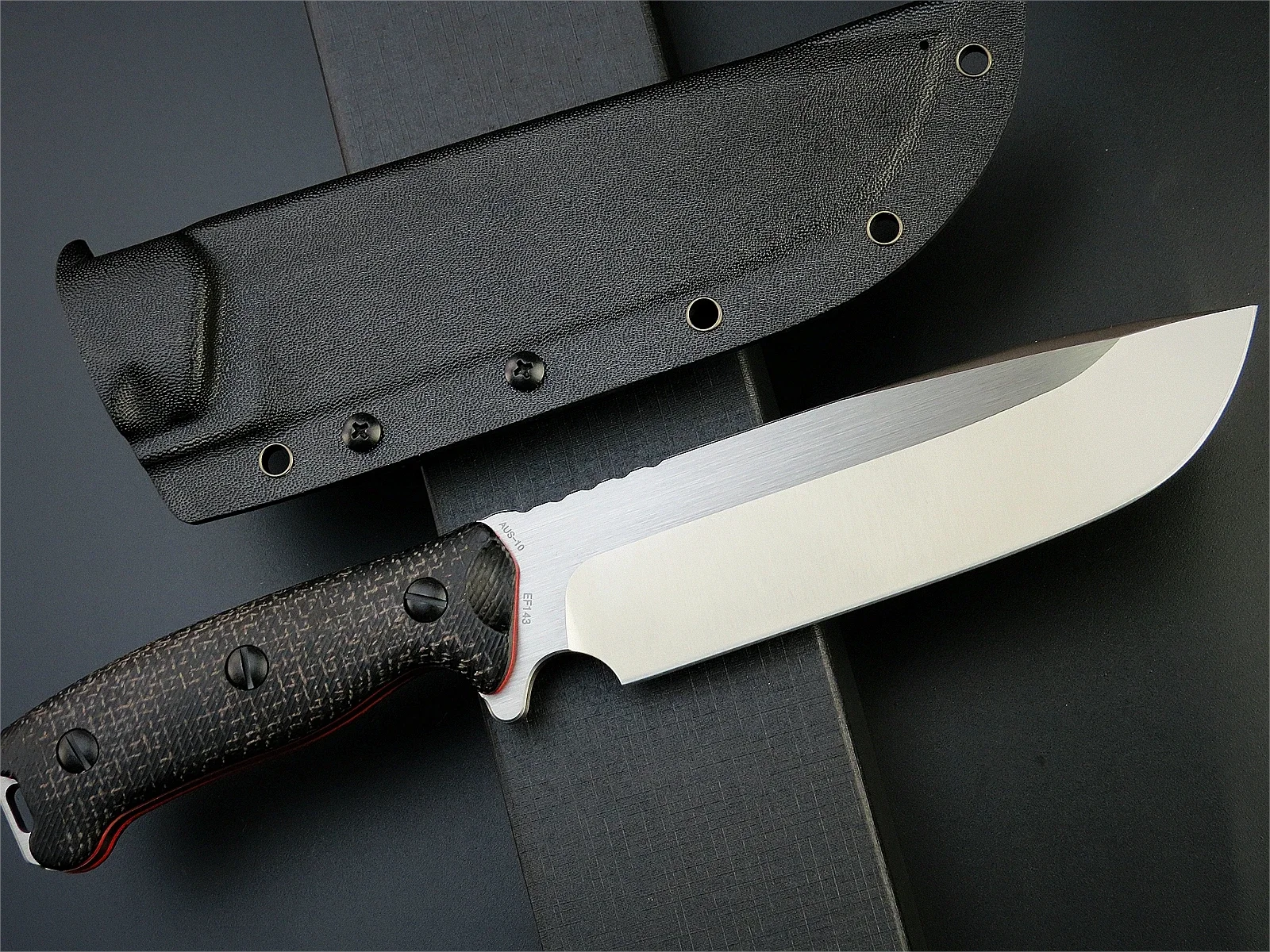 New Eafengrow EF143 Fixed Blade Knife AUS-10 Stainless Steel Blade Micarta Handle Full Tang Fixed Straight Knives for Hunting 5