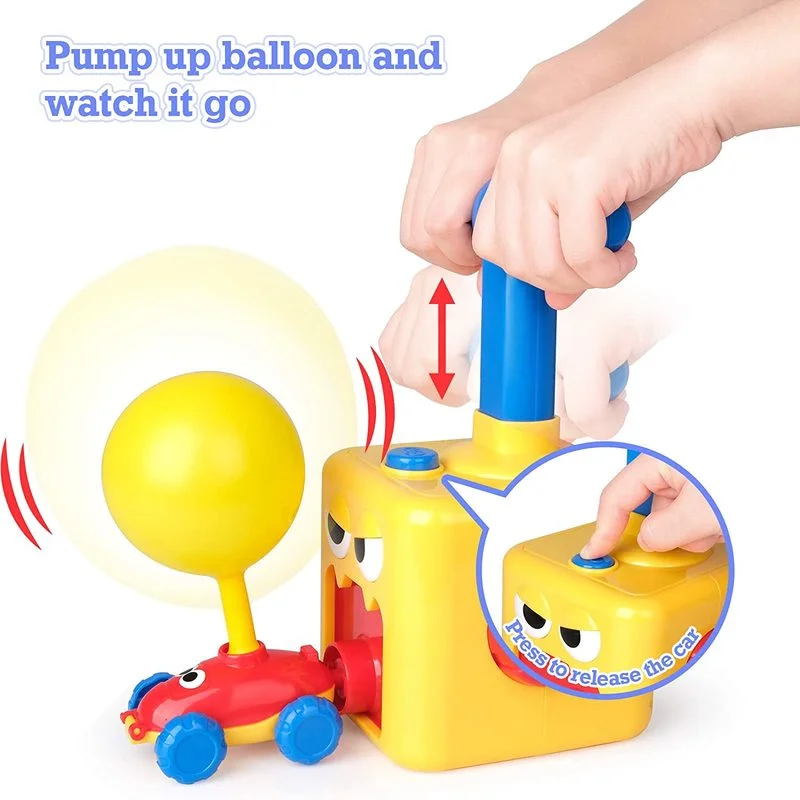 Kid's Balloon Power Starter Car Balloon Air Inflator Hand Push Mini Plastic Air Power Balloon Racing Car Toys Gift for Children 2