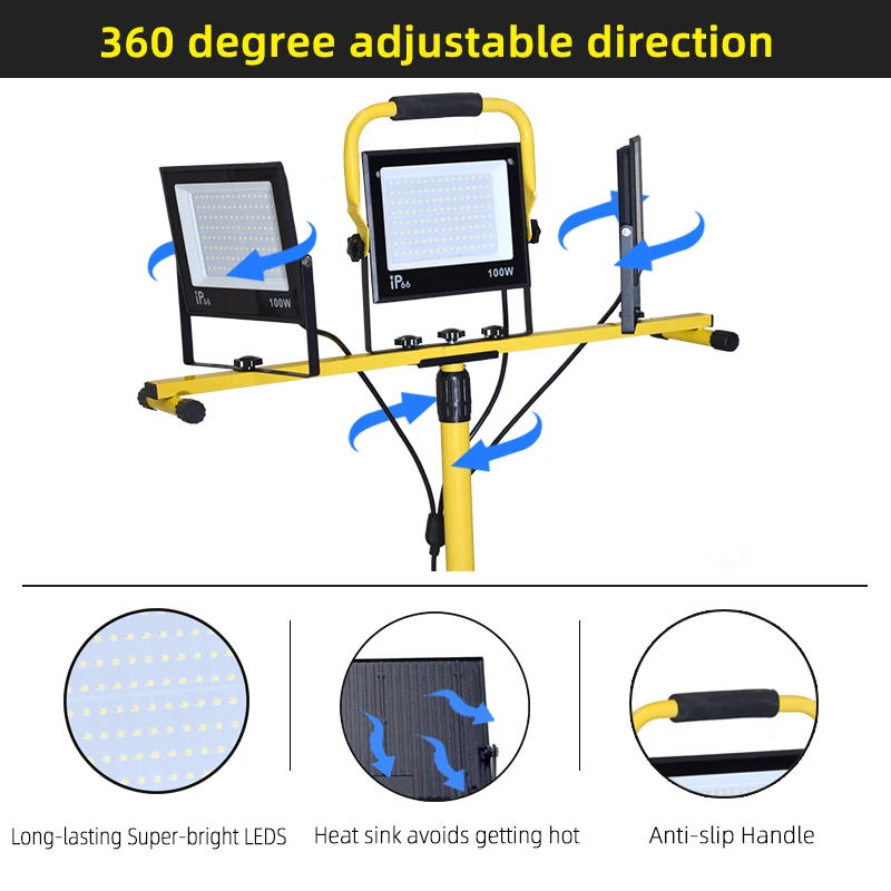 LED Work Light Work Light Portable Work Light Tripod Light Stand Portable Emergency Floodlight Waterproof Floodlight for Outdoor Camping Hiking Garage