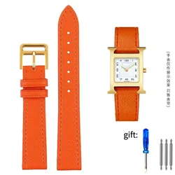 Elegant Genuine Leather Watch Strap - Fashionable & Comfortable Soft Cowhide Bracelet - 18mm (Orange gold)