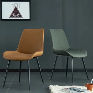 Leather Dining Chairs Black Metal Legs living room Italian Nordic Chair Ergonomic Events Office silla comedor nordic furniture