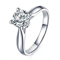 Women's 1ct Moissanite Hearts And Arrows Four-Prong Ring PT950 Platinum Classic Daily Wear Jewelry