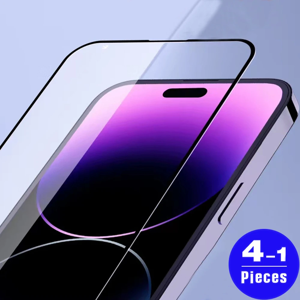 

1-4 шт. полное покрытие для iphone 14 Plus 13 12 11 Pro Max SE X XS Max Mini XR закаленное стекло Защита для экрана телефона защитная пленка