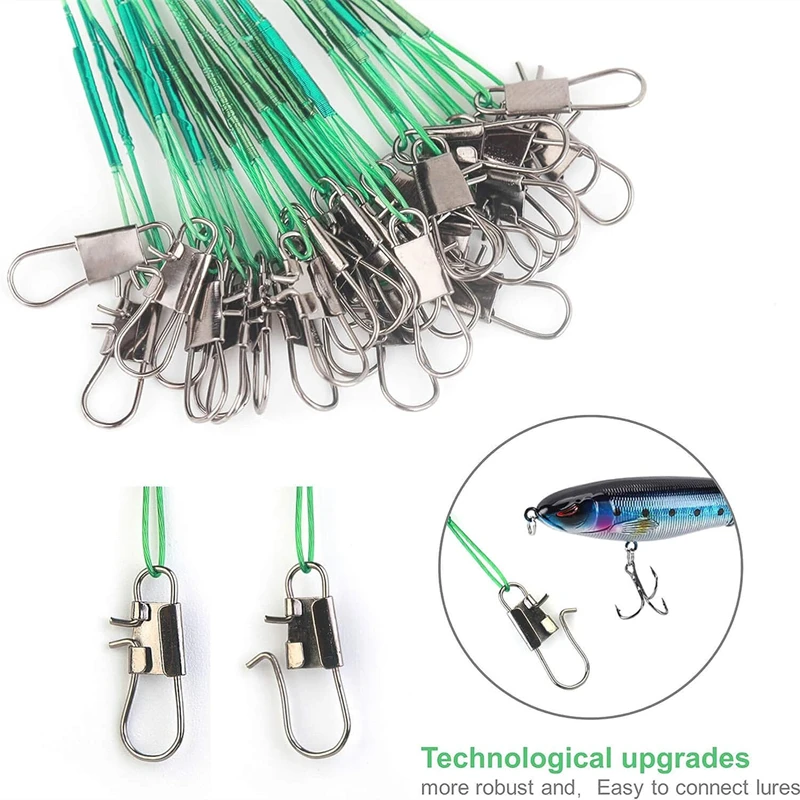100/50/30/10pcs Anti Bite Steel Fishing Line Steel Wire Leader With Swivel Fishing Accessory Tools Lead Core Leash Fishing Wire 3