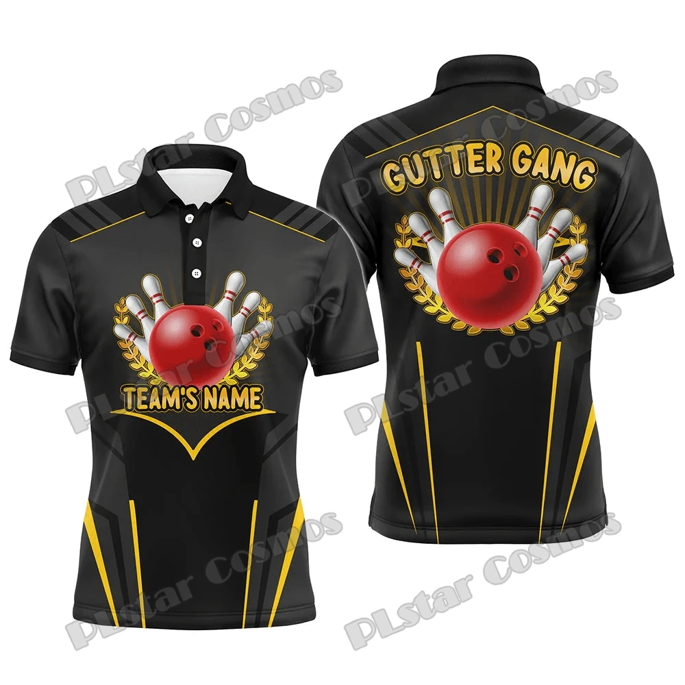 Lustiges Bowling-Muster, individueller Name, 3D-gedrucktes Herren-Poloshirt, Sommer, Straße, lässiges Bowling-Trikot, Geschenk für Bowlingspieler WK49 – Detail 13