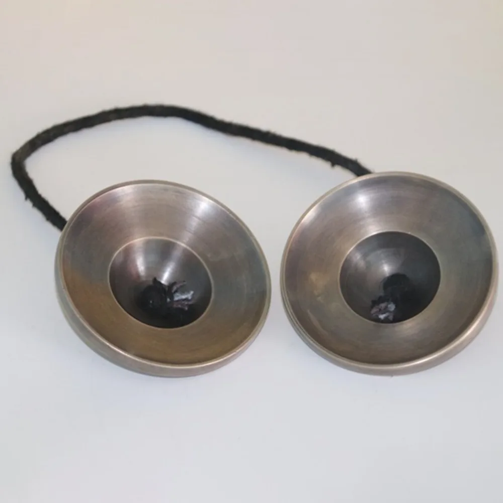 Tinkle Instrument Nepal Handmade Tinkle Bell Cymbals with Bag Large Brass Buddhist Hand ...