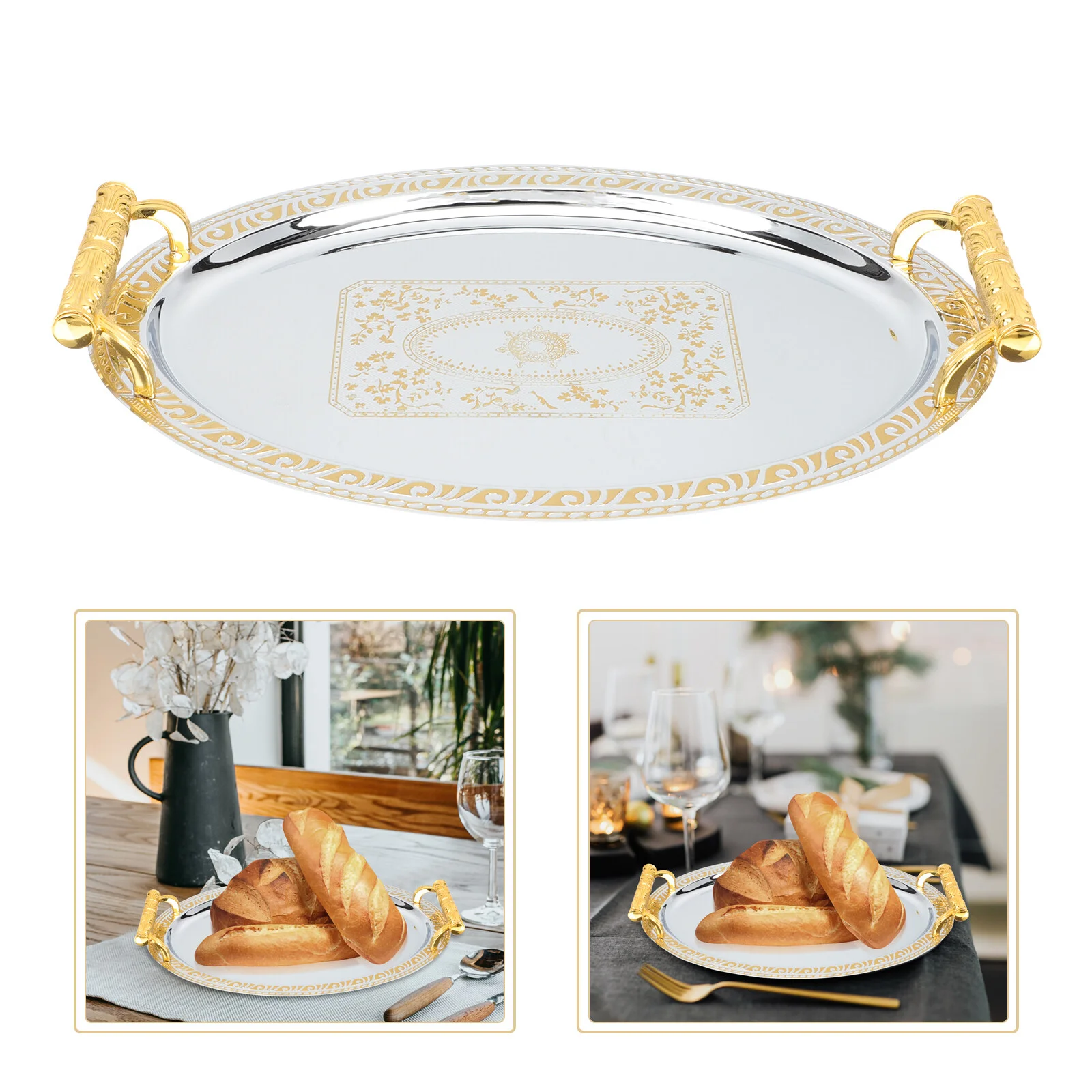 Stainless Steel Coffee Tray for Household Use European Style Serving Tray for Fruits Snacks and More
