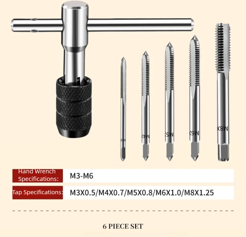 Hand Tap and Die Set with Handle for Thread Repair Rethreading Screws Combination Tool Kit Manual Socket Wrench Thread Repair