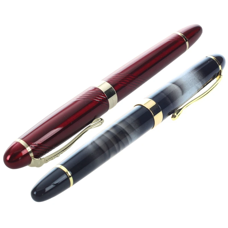 

NEW-JINHAO 2Pcs X450 18 KGP 0.7Mm Broad Nib Fountain Pen - Red & Dark Clouds