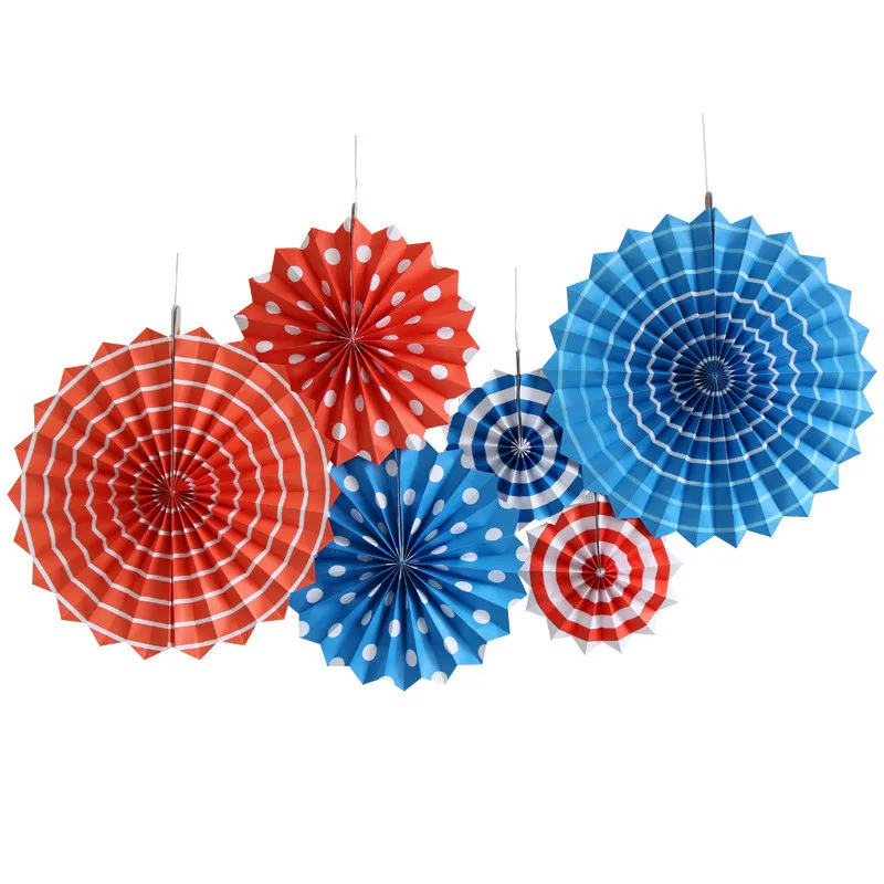 6pcs/set Decorative Wedding DIY Wheel Tissue Paper Hanging Fans Flowers Craft For Birthday Party Wedding Baby Shower Decoration