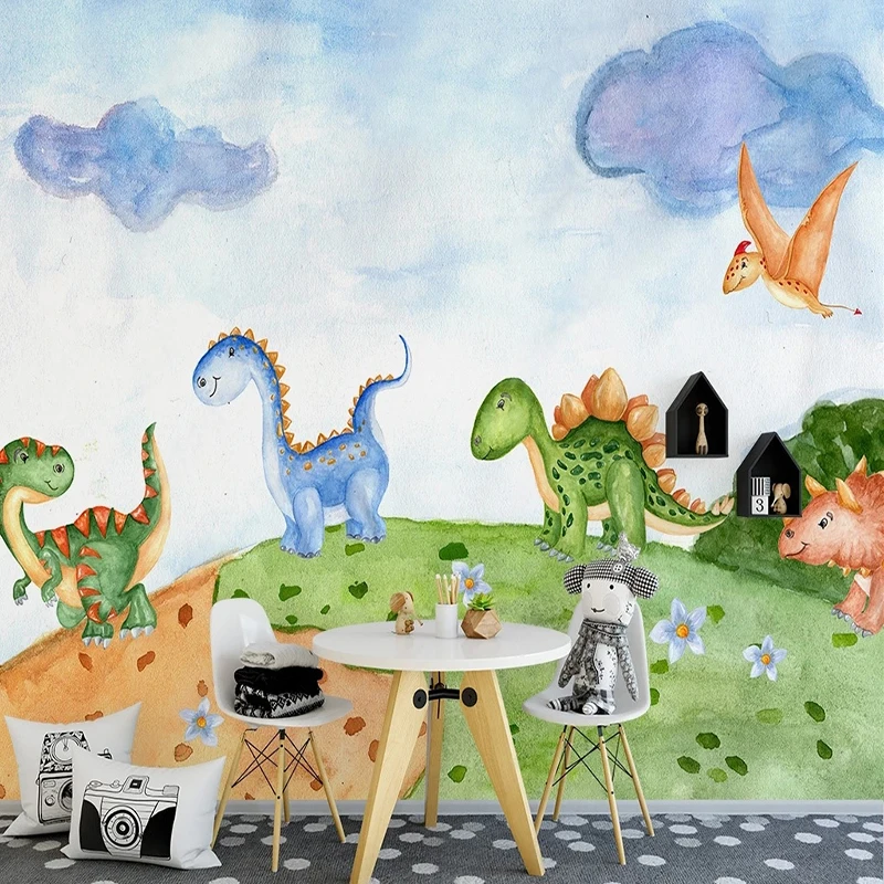 Cartoon Cute Dinosaur World Photo Murals Wallpaper Living Room TV Bedroom Art Wall Cloth Waterproof Eco-Friendly Papel De Parede pvc self adhesive waterproof wall paper sticker 3d dinosaur floor murals bathroom flooring vinyl outdoor painting 3d art sticker