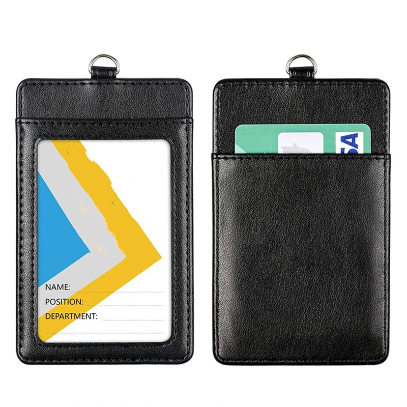 EURCRBU PU Leather ID Badge Card Holder Wallet-Style Protective