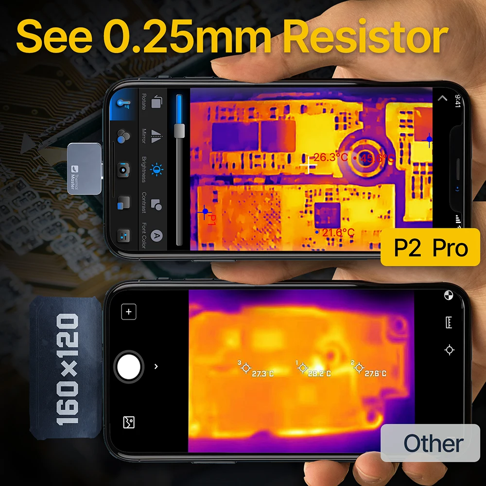 P2プロ1114 ℉ 赤外線熱画像カメラ Android 漏水検出器 PCB ボード修理