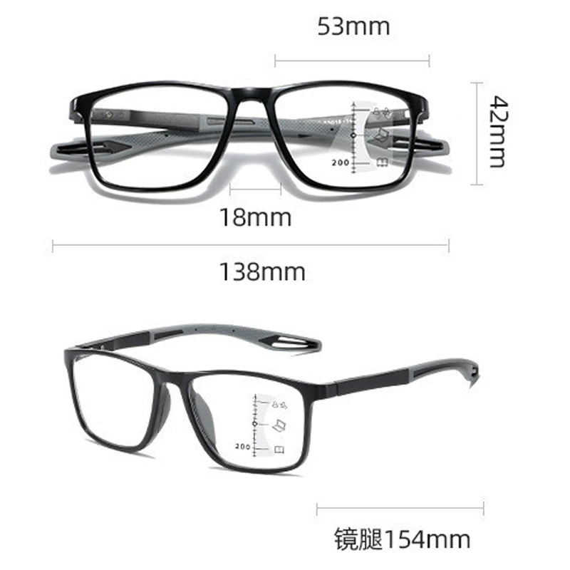 Soft Multifocal Progressive Reading Glasses Anti Blue Light Elderly Eyewears Men Women Large Frame