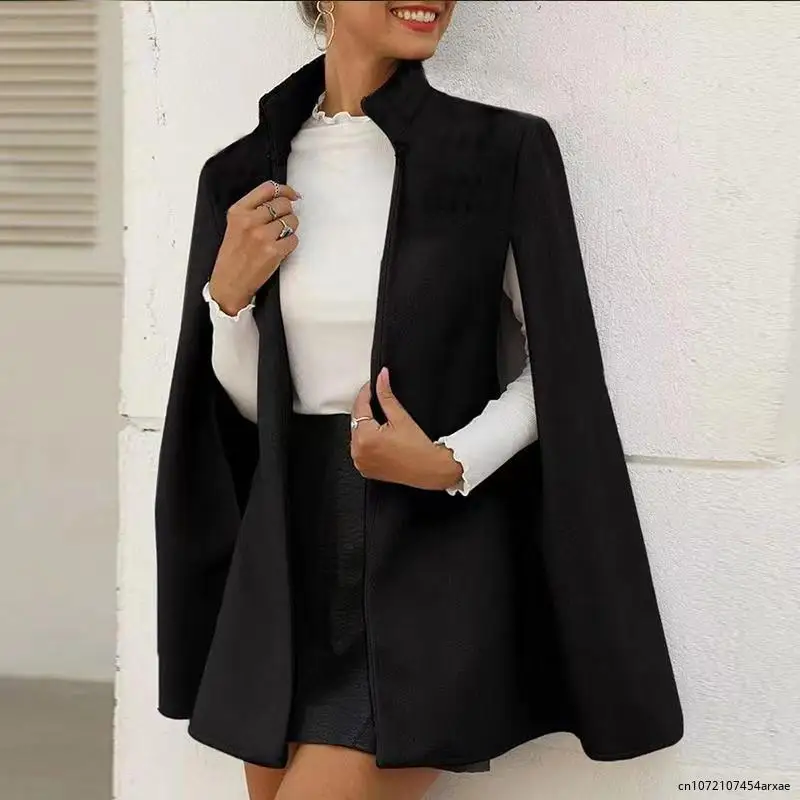 

Winter Autumn High Quality Cloth Shawl Cape Poncho Women Mid-length Korean Sleeveless Oversize Ladies Winter Cape Coats