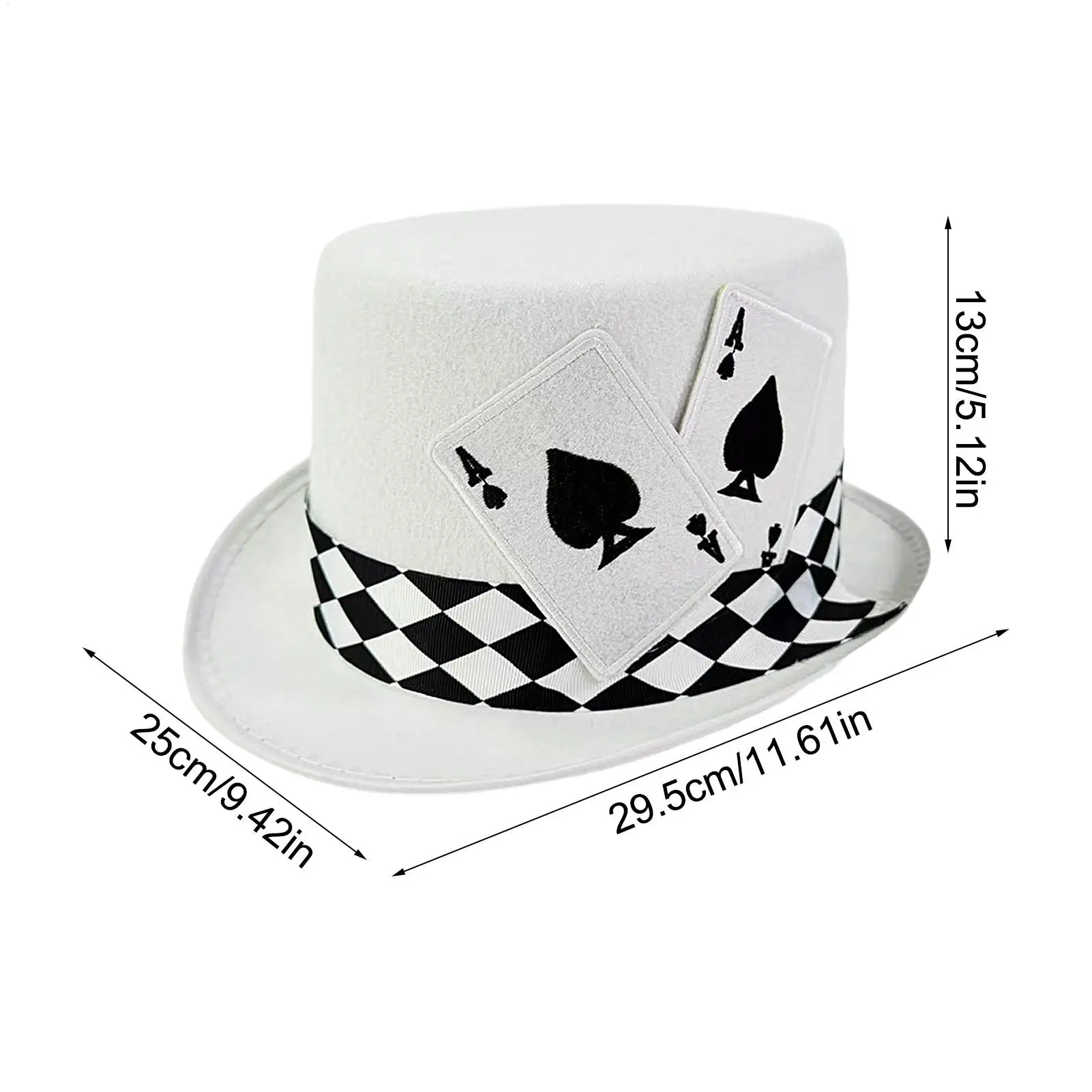 Zauberer-Zylinderhut mit Pokerkarten-Muster Neuartiger Filzhut für Amateur, Hobbymaler, Theaterlehrer, Partyplaner und Cosplayer – Detail 8