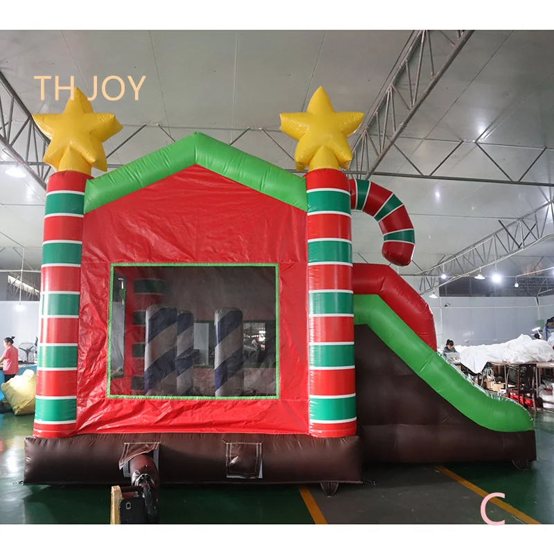 free air ship to door,5.5x5m Christmas Inflatable Moonwalk Jumping house Bouncy Castle with double slides combos games