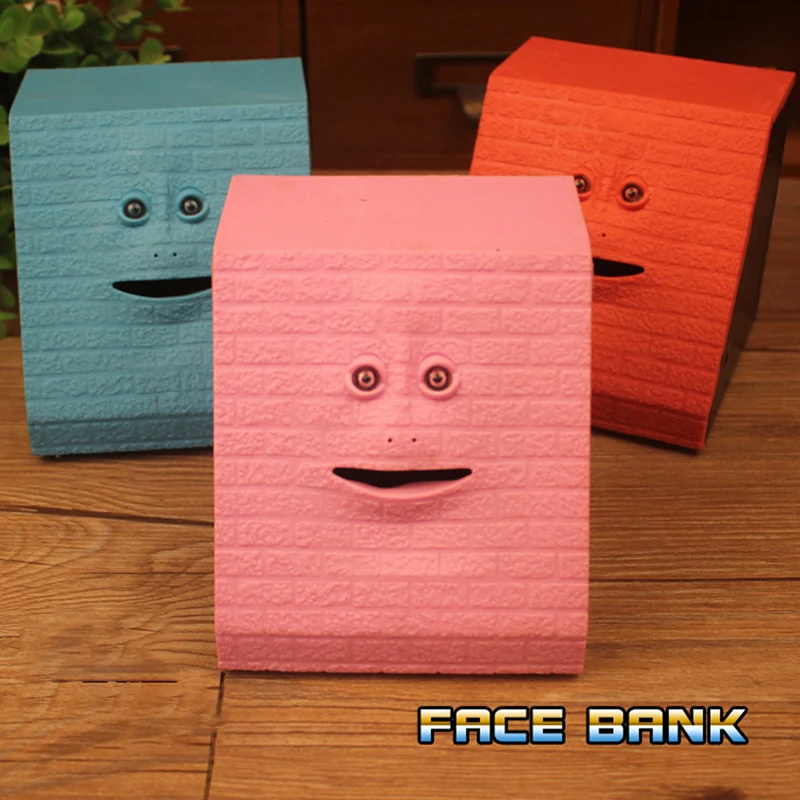 Novelty Face Bank Coin Eating Savings Bank Kids Money Saving CollectiIon Piggy Bank,Electric Sensor Face Piggy