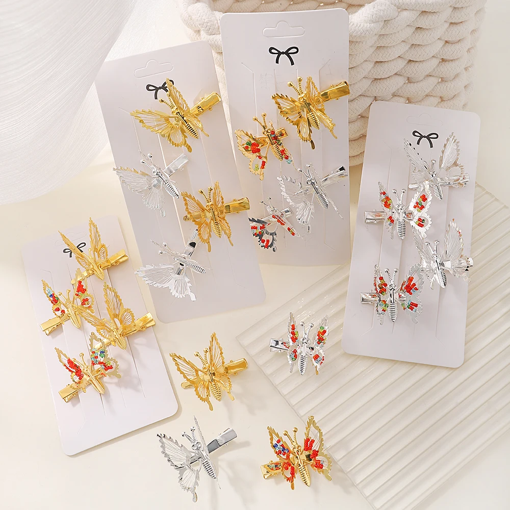 

2/4pcs Girl Elegant Butterfly Hairpin Metal Trembling Butterfly Clip Moving Butterfly Hairpin Headdress Baby Hair Accessories