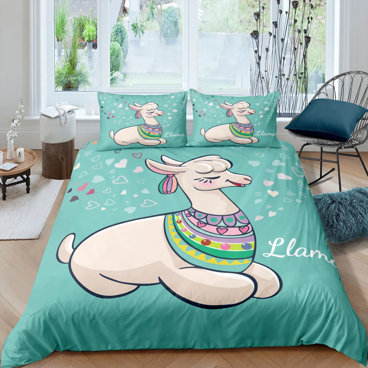 

Home Living Luxury 3D Cartoon Alpaca Bedding Set Sheep Duvet Cover Pillowcase Queen and King EU/US/AU/UK Size Comforter Bedding