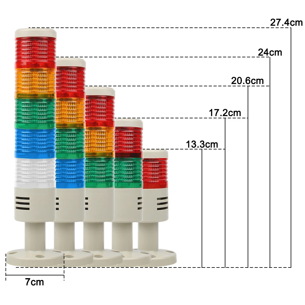 Multifunctional Rotary Industrial Signal Warning Light Alarm Device DC 12V 24V AC 110V 220V