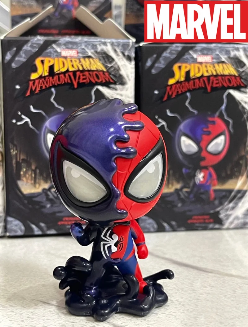 Blind Box Marvel Small Spiderman Venom Q Version Figure Animation Periferiche Doll Mini Model Toy Ornaments Mystery Box Gifts