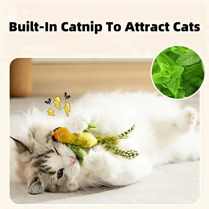 1-3 pezzi Il giocattolo per gatti emette un suono di uccello per divertire il gatto, con corda elastica per alleviare la noia e resistere ai graffi e ai morsi. - immagine 3
