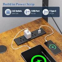 Reversible L Shaped Desk Computer Desk with LED Light & Power Outlet Gaming Desk with Shelf & Storage Bag & Hook for Home Office 6