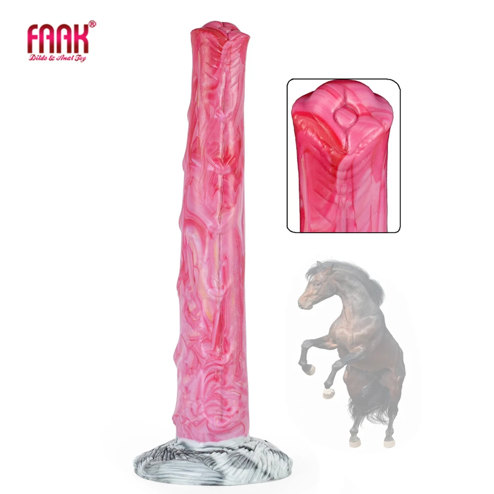 

FAAK Long Horse Penis With Sucker Gory Raw Meat Color Slim Dildo For Beginners Female Fantasy Masturbate Anus Massage Sex Toys