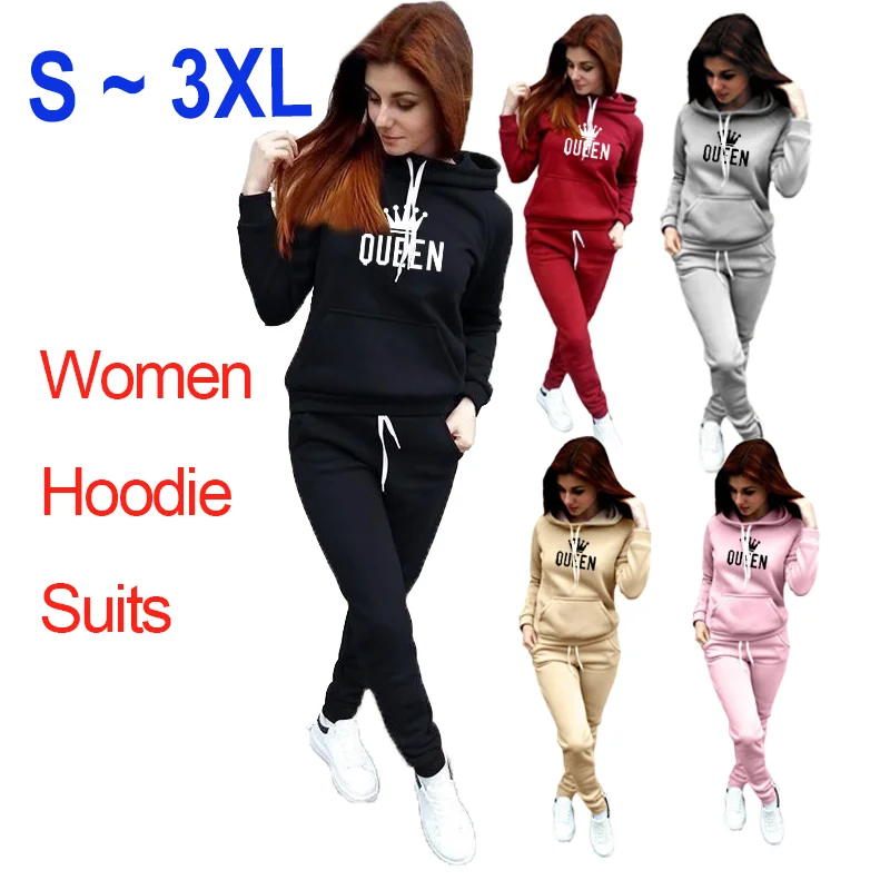 New Fashion Women's Hoodie 2-Piece Set Long Sleeve  Pullover Hoodie Sportswear Set Women's Sportswear (S-4XL)