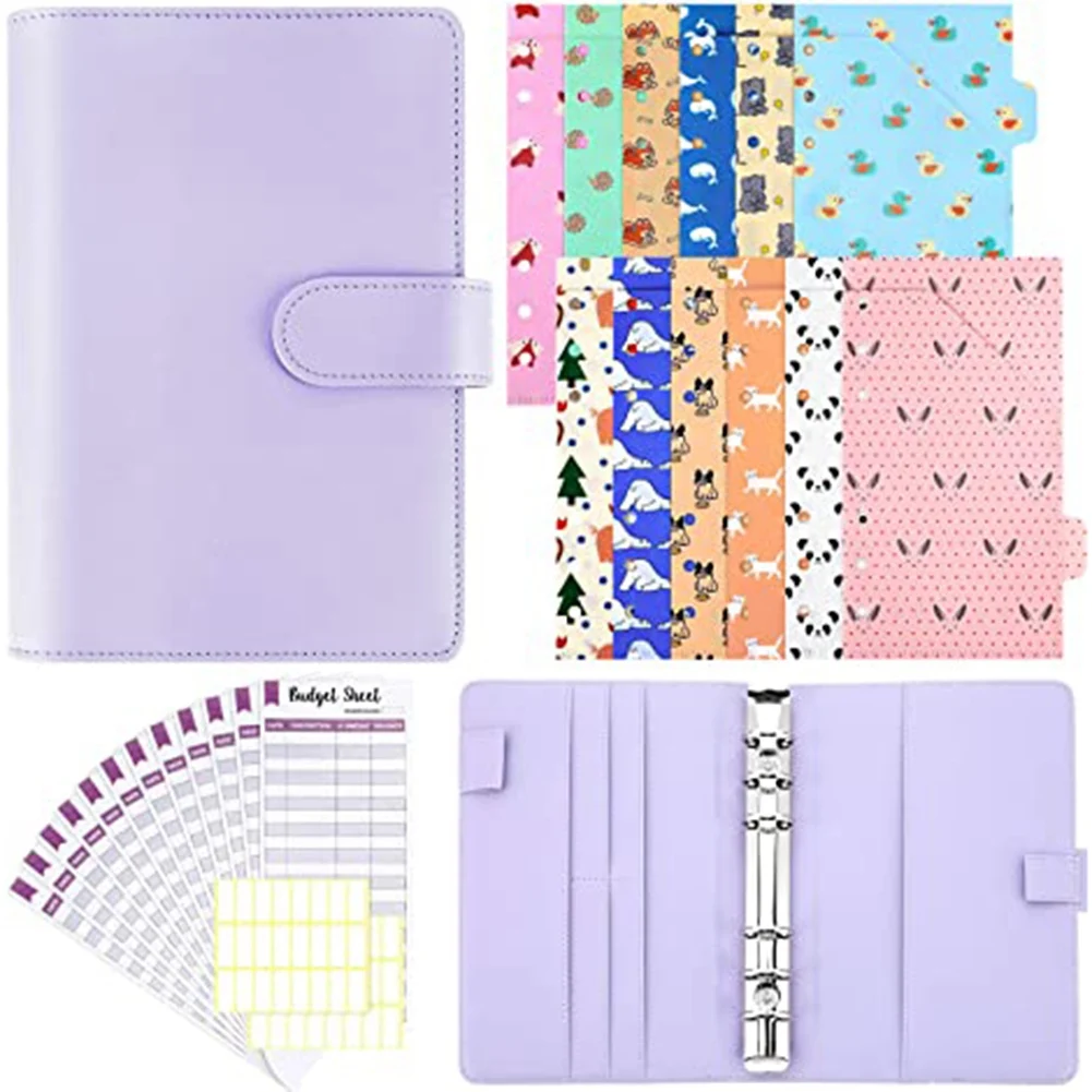 

27 Pieces A6 PU Leather Binder Cover Cash Budget Envelopes System Budget Pockets for Planner Organizer