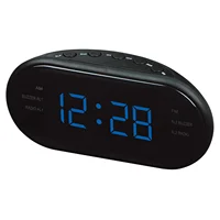 220V EU Plug AM FM Dual Frequency Radio Alarm Clock Digital LED Clock Luminous Snooze Electronic Table Clock - Home Essentials 1
