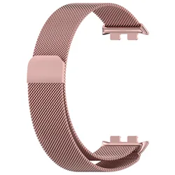 Milanese Loop Stainless Steel Magnetic Bracelet Replacement Strap - Honor band 10 (Rose Pink)