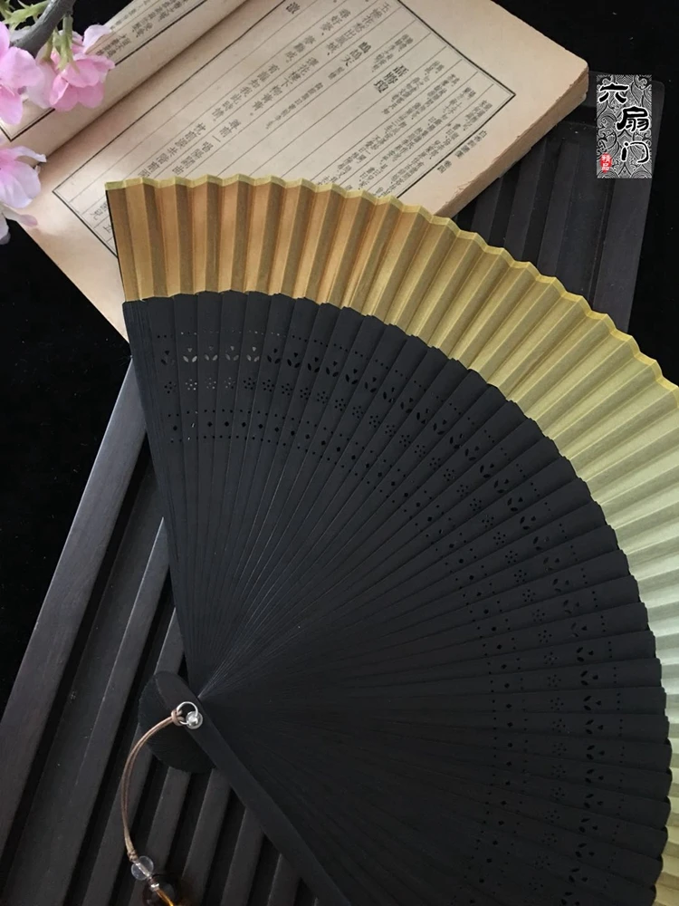 Ventilador feminino de seda japonesa, escultura em