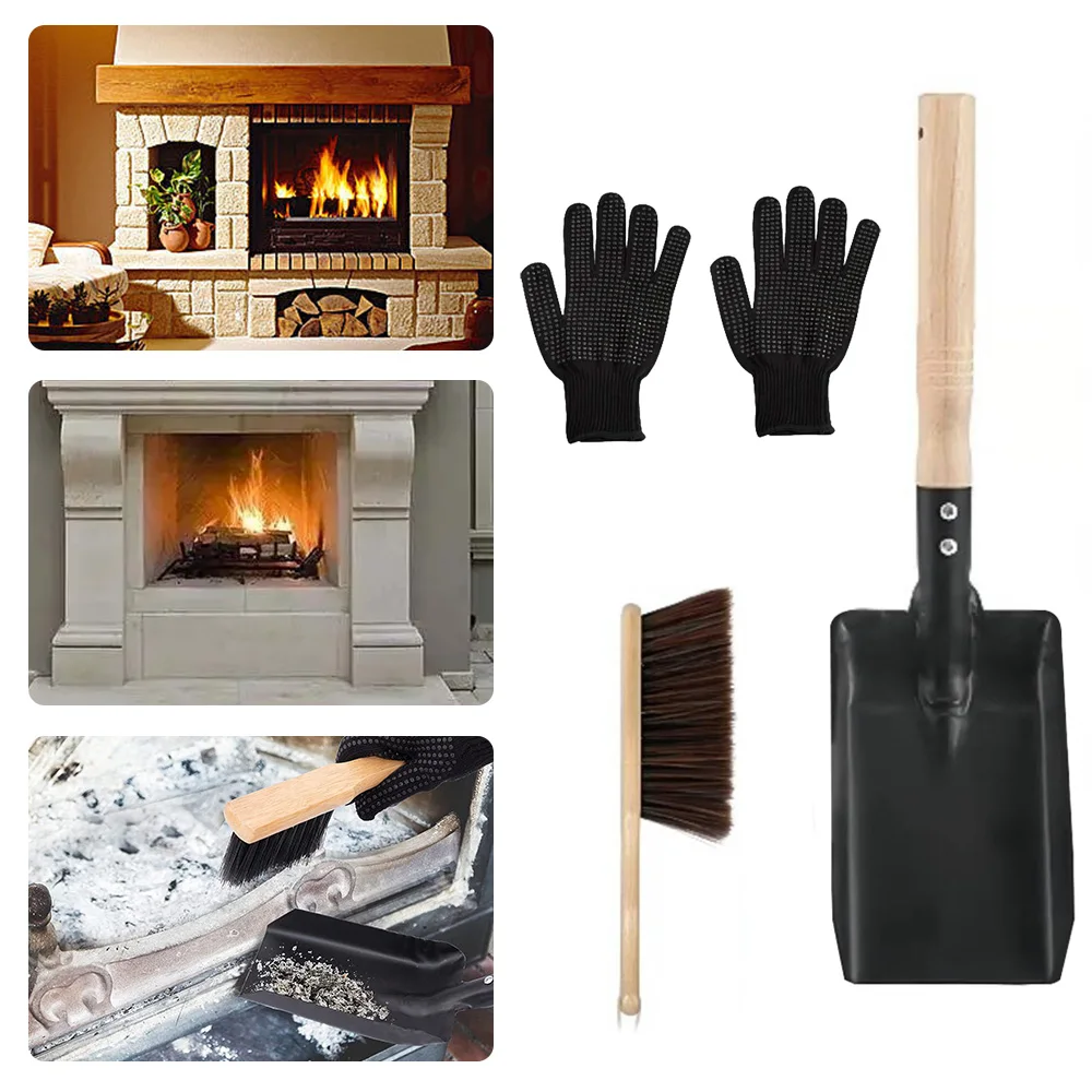 Fireplace Cleaning Hearth Set Ash Stove Brush Chimney Shovel Ash Steel  Dustpan Wood Burner Kitchen Garden Coal Ash Shovel Scoop _ - AliExpress  Mobile