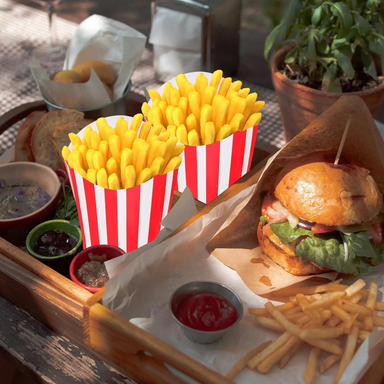 50 Pcs Food Packaging Boxes Disposable Popcorn Boxes Party Supplies Paper Popcorn Snack Containers Fries Party