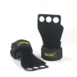 Cowhide Gym Gloves for Weightlifting and Training (Black)