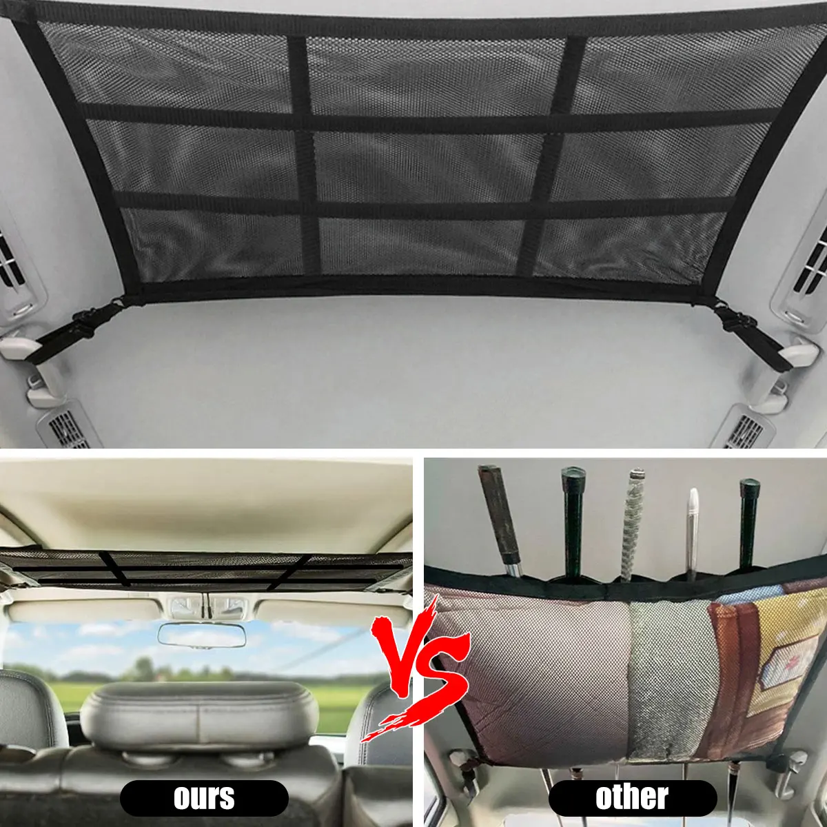 Car Roof Storage Organizer Auto Ceiling Bag Truck Net Double-Layer Mesh Pocket Camping Accessories | Автомобили и мотоциклы