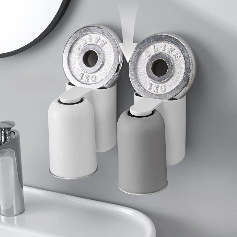 Cepillo de dientes de acero inoxidable con vaso magnético para enjuague bucal, sin perforaciones, para montaje en pared, ideal para el baño._voghion.com
