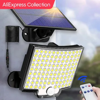 AliExpress Collection 야외 방수 태양광 조명, 모션 센서 투광 리모컨, 파티오 차고 뒤뜰용 3 가지 모드, 106LED