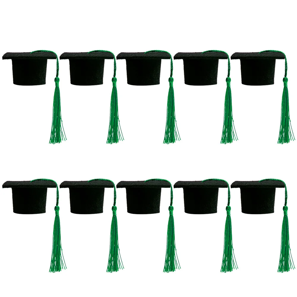 10 stücke Mini-Abschluss kappe Flasche Topper Party Weinflasche Abdeckung Dekor Junggesellen hut mit Quaste 2024 Abschluss saison Souvenir – Detail 9